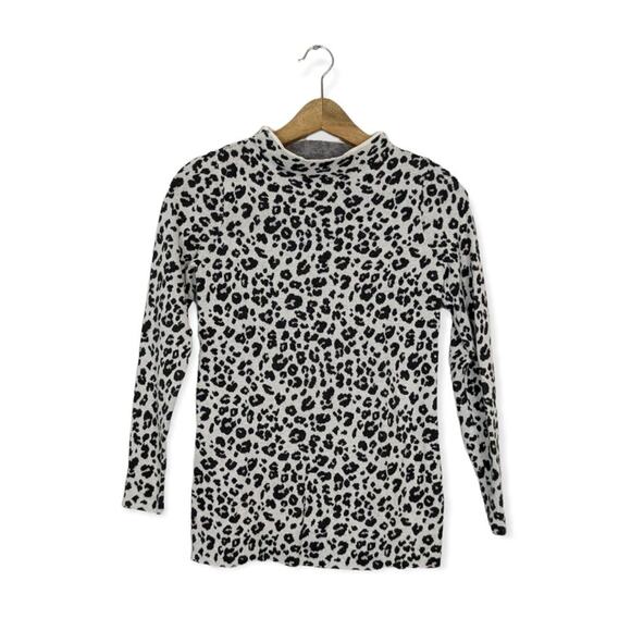 LOFT Sweaters - LOFT Black & White Leopard Print Mock Neck Sweater Size XXS